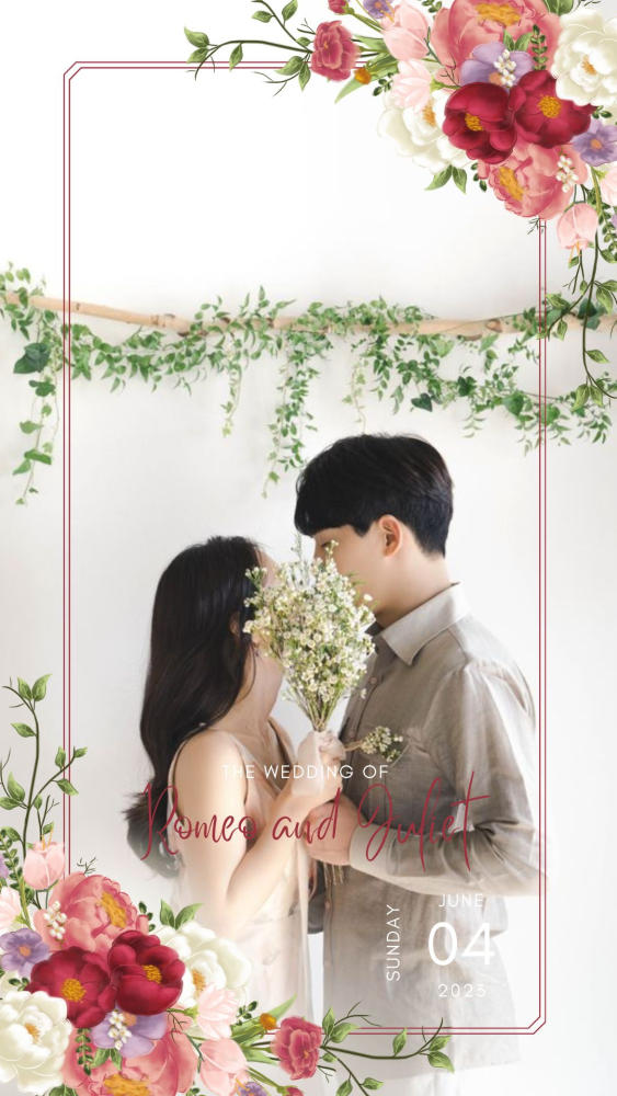 Dark Red Flower Wedding Invitation Instagram Story einvite.id