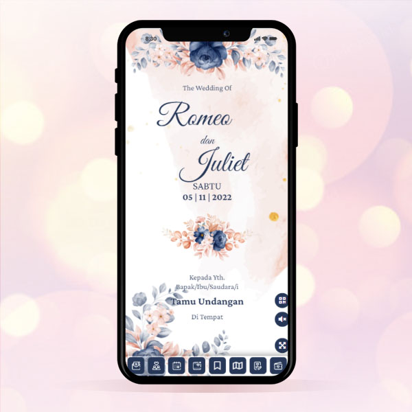 PP11 Peach and Blue Flower